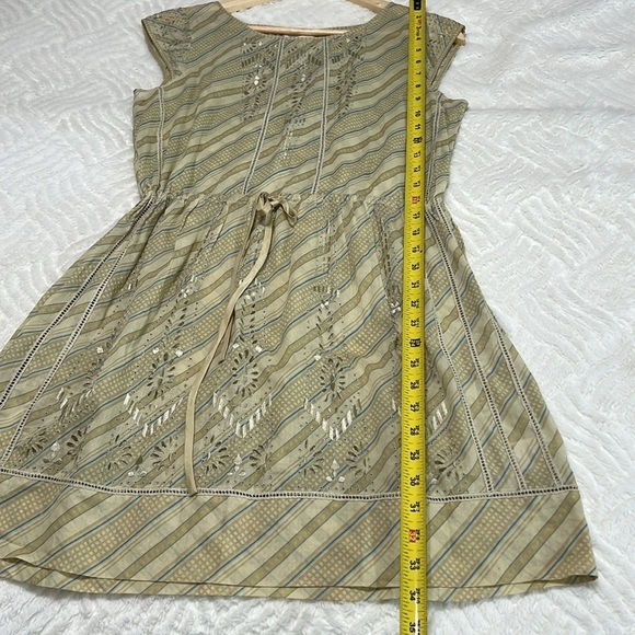 Anthropologie Meadow Rue Green Eyelet Cotton Dress Size 4 - Picture 10 of 11